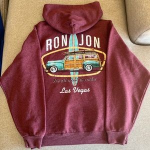 Ron Jon surf shop light wash red unisex hoodie size medium
